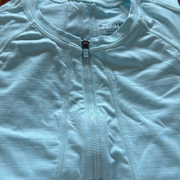 Athleta Pacifica UPF Tank 2 cap sleeves 1/4 zip front Surf City aqua top Sz XXS - Picture 5 of 9